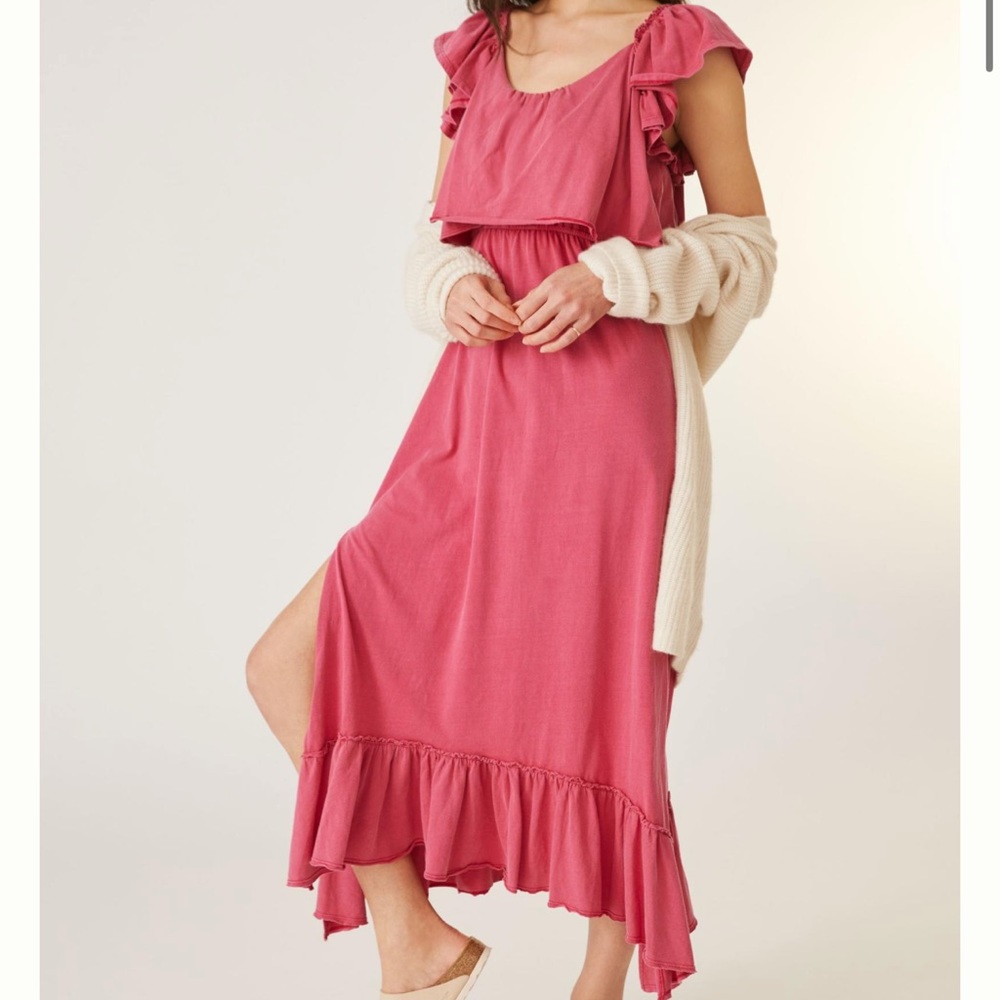 Anthropologie Daily Practice Poppy Ruffled Midi Dress S